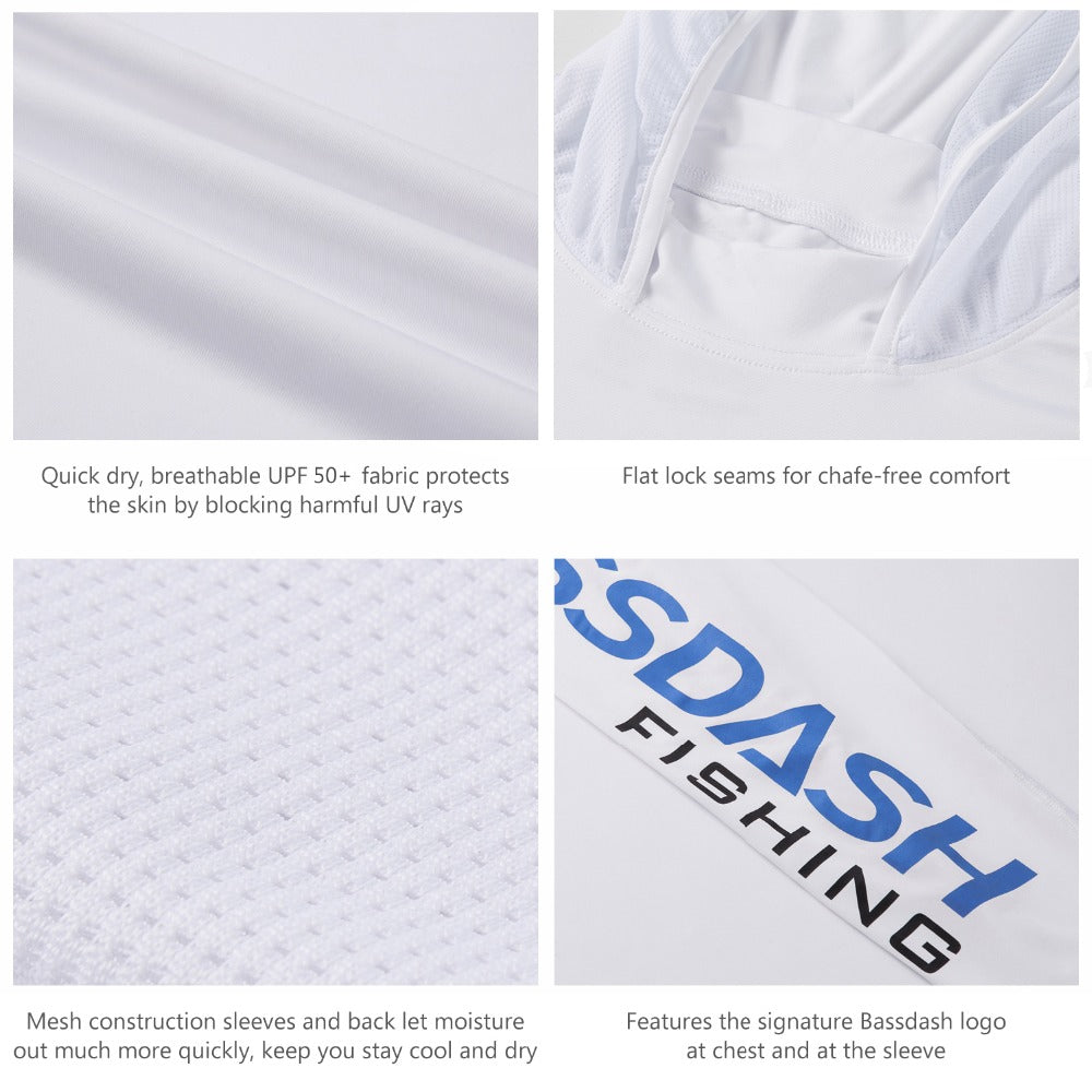 Bassdash メンズ UPF50+ サンプロテクション フィッシング長袖フーディー 快適速乾 通気性抜群 アウトドア向け