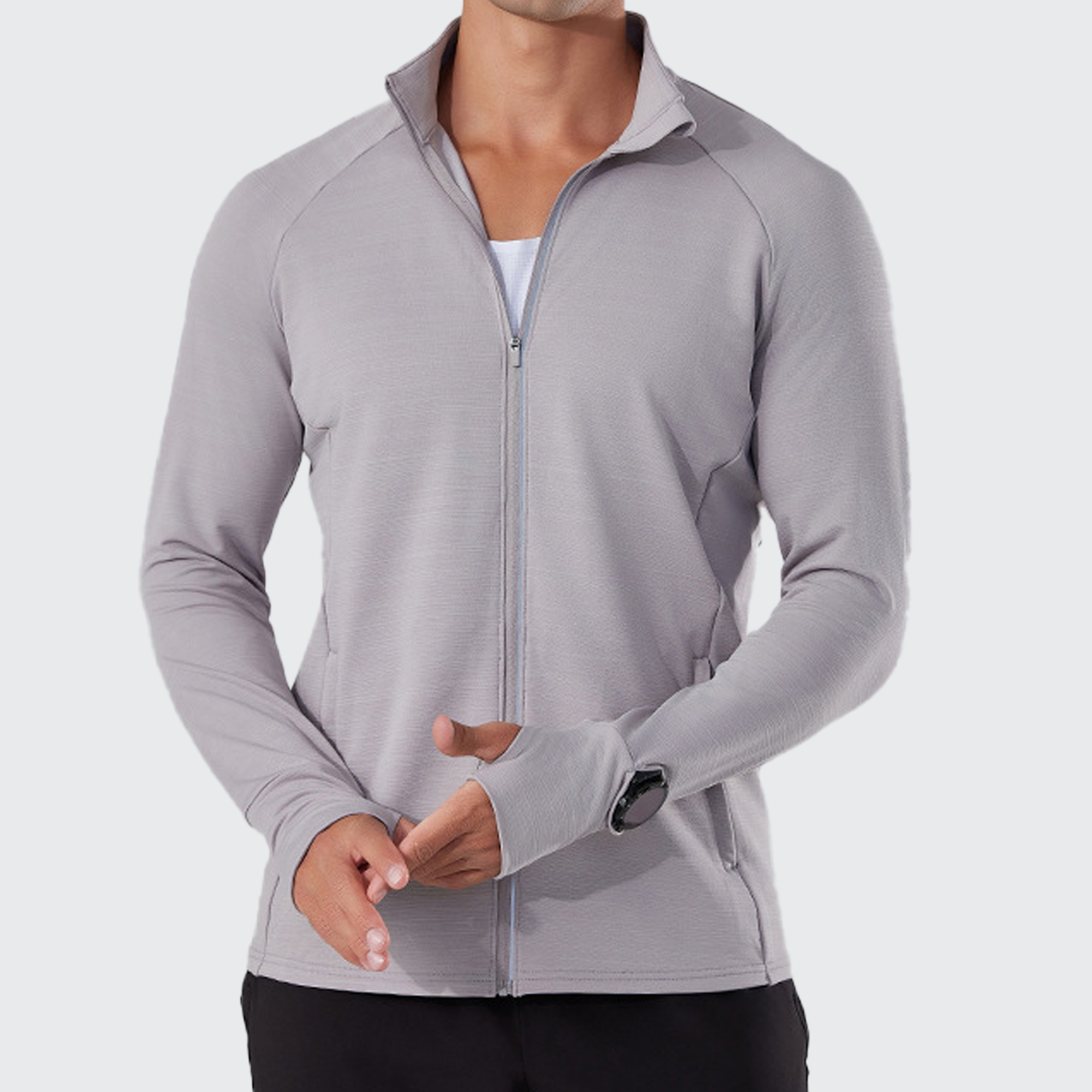 クイックステップ メンズ ベースレイヤー ハイカラー UVプロテクション サムホール スマートウォッチ対応 快適フィット アウトドア向け 高機能