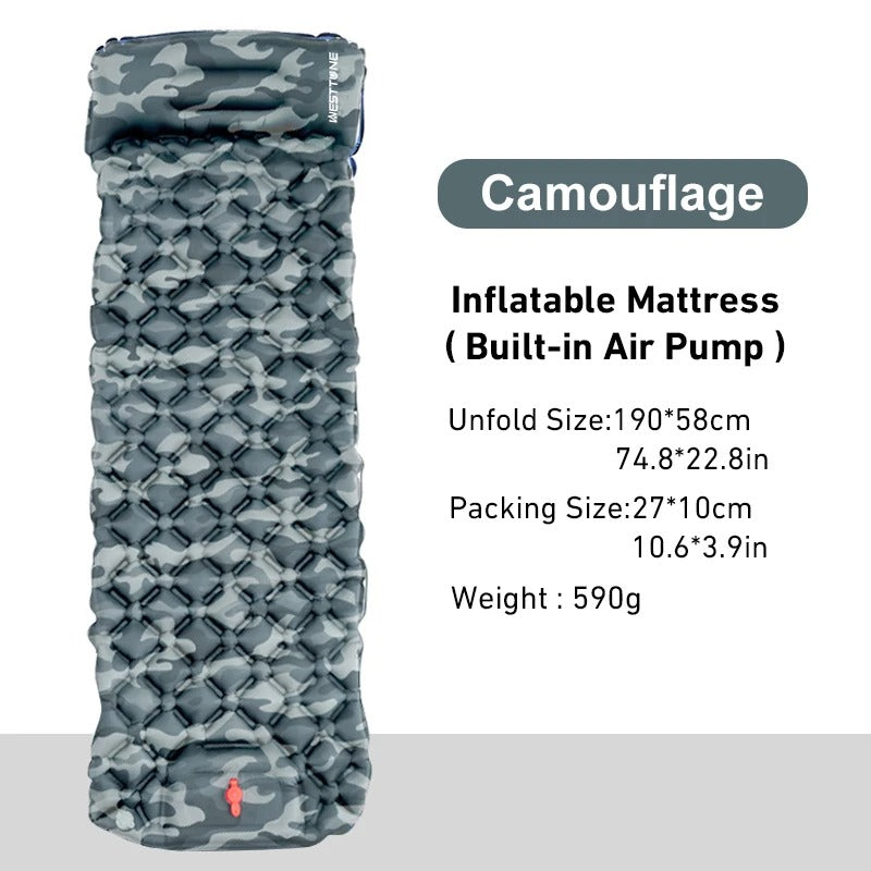 Westtone Ultralight Inflatable Sleeping Pad 内蔵ポンプ 一人用 キャンプ 快適 アウトドア バックパッカー向け