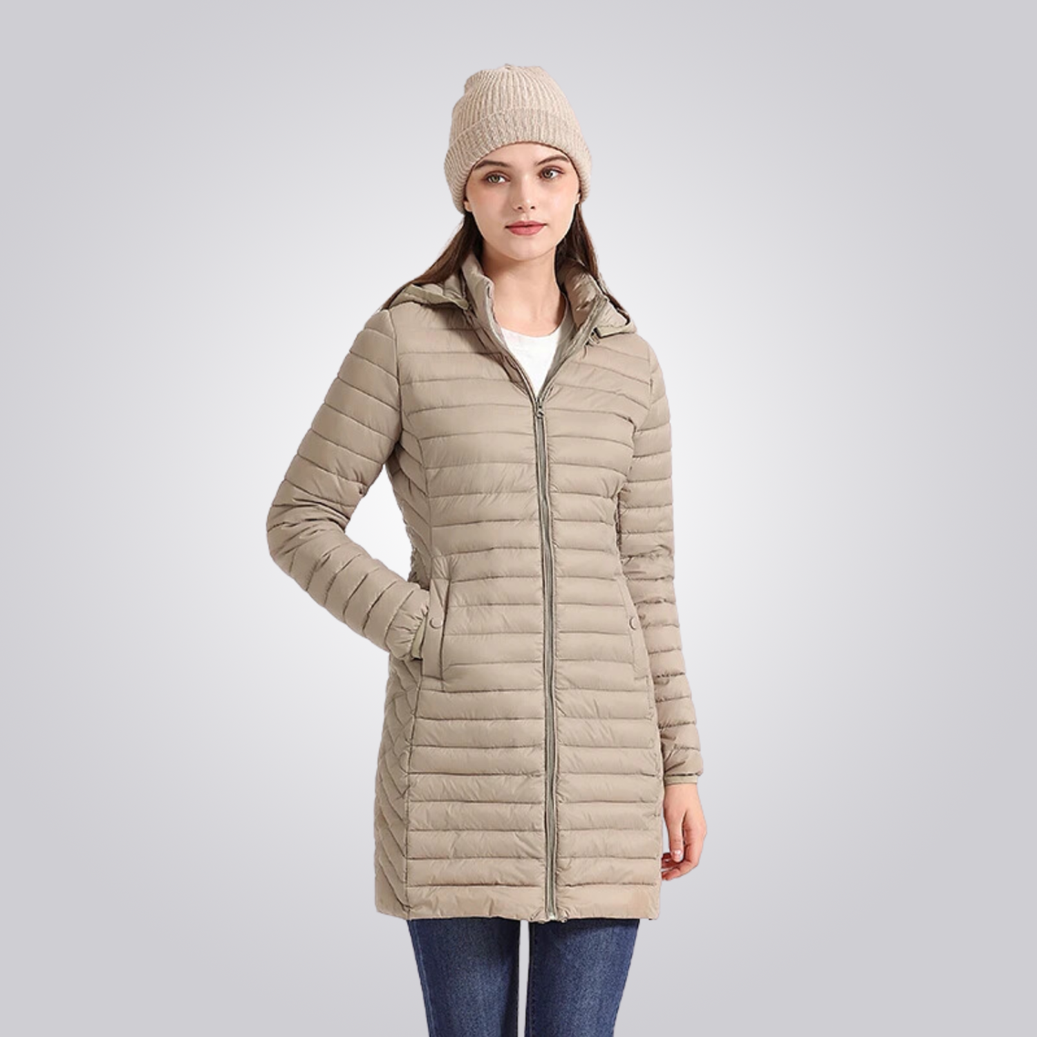 レディース ロングダウンジャケット 防水 保温 エレガント フード調整機能 撥水加工 軽量 暖かい 快適な着心地 大人女性向け