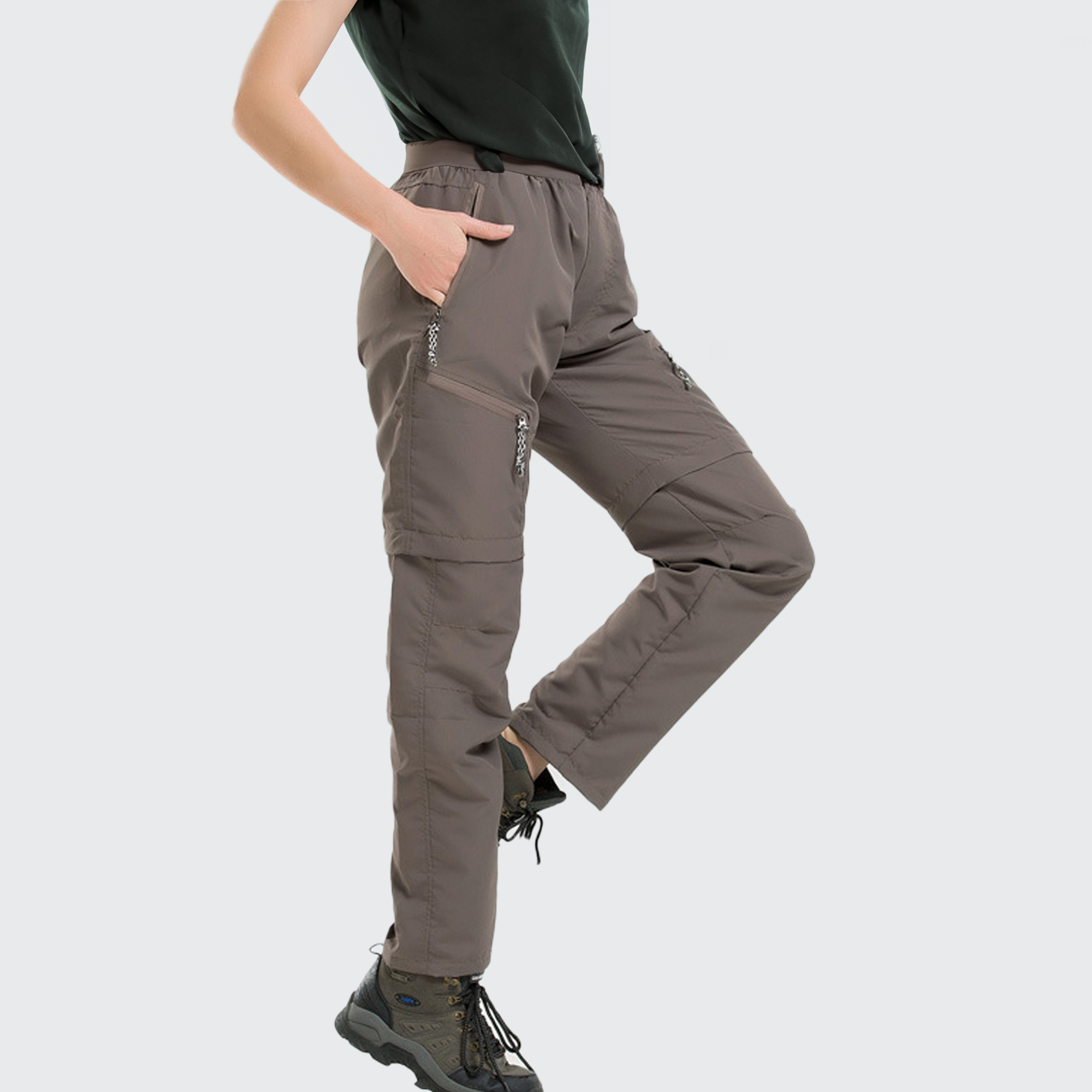 レディース 2in1パンツ アウトドア向け 変形ショート対応 防水性 ジッパーポケット搭載 快適さと機能性 軽量設計で動きやすい アウトドアレジャー対応