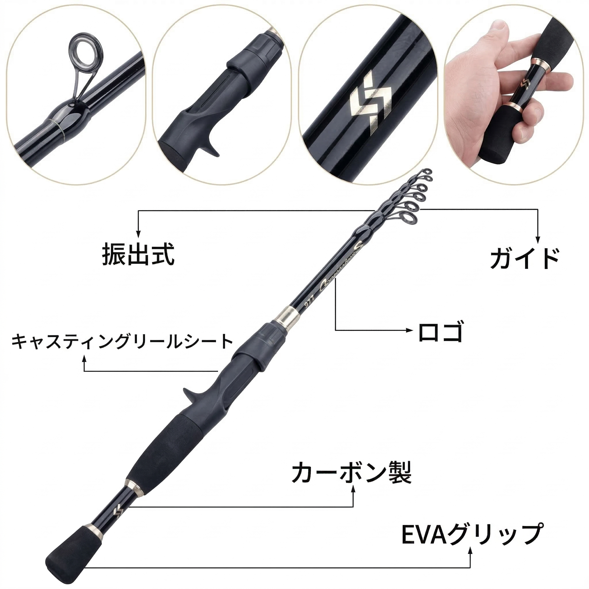 【奇跡の爆釣体験をあなたに！】カバンにスッポリ入る最強の相棒。初心者からプロまで納得の超軽量カーボン製・伸縮式ベイトロッド！いつでもどこでも、一瞬でそこが「あなたの専用釣り場」に変わる！  Sougayilang 爆釣マスター『飛龍-HIRYU-』テレスコピック・キャスティングロッド