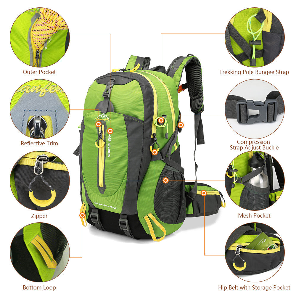 Tyr 40L 防水バックパック 登山用 背面パッド付き サバイバルホイッスル 高耐久 防水性 アウトドア愛好者向け 耐久性抜群