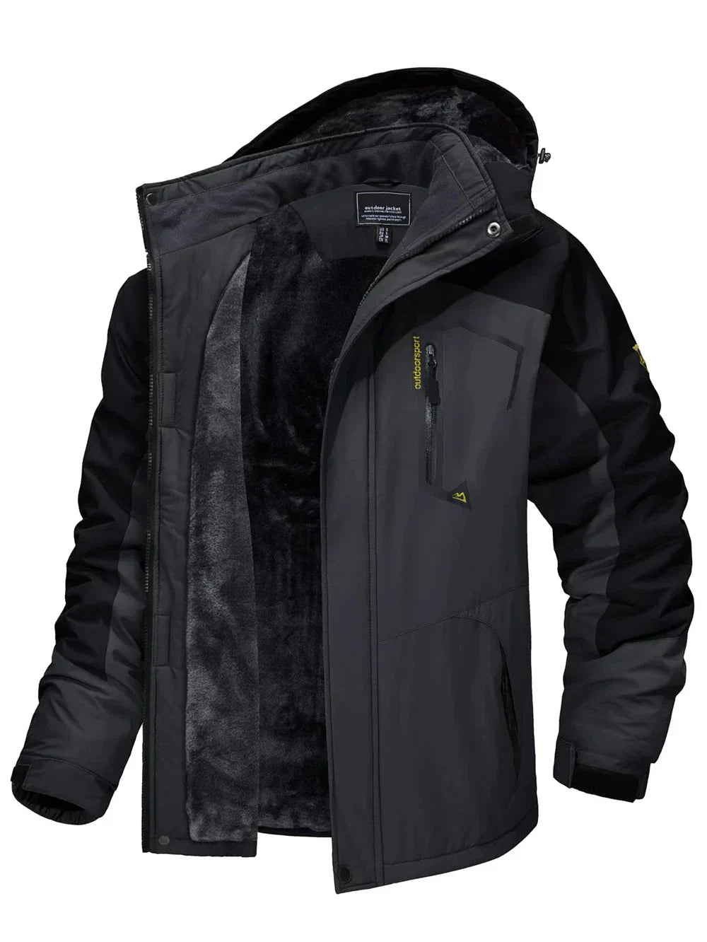 Casaco Montanha Outdoor Forrado Impermeável - TACVASEN [Vestuário - Jaquetas e Casacos - Casacos] 04 - Casaco Montanha Outdoor Forrado Impermeável - TACVASEN Pescamping Gray with Black CN XL (US S) 