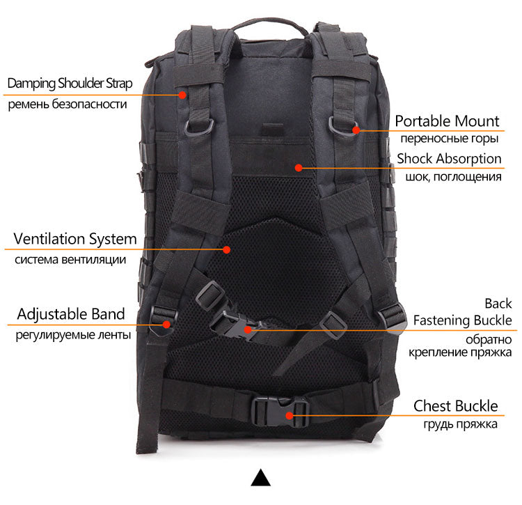 Elite 50L ミリタリタクティカルバックパック アサルトパック 大容量 登山 キャンプ アウトドア用 耐久性と収納力 専用設計