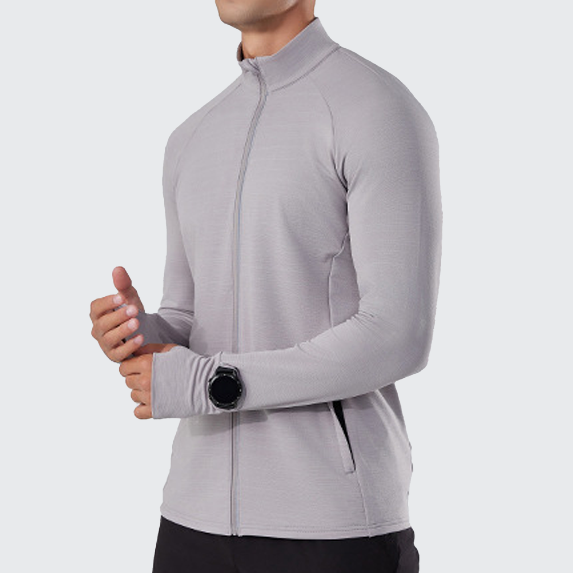 クイックステップ メンズ ベースレイヤー ハイカラー UVプロテクション サムホール スマートウォッチ対応 快適フィット アウトドア向け 高機能