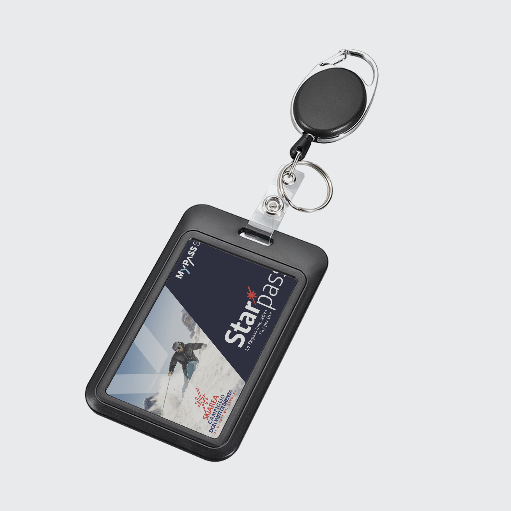 Ret リトラクタブル スキーパスホルダー クリップ付 安全で便利 紛失防止 スキー愛好者向け 伸縮式ワイヤーで長さ調整可能 軽量設計で装着快適