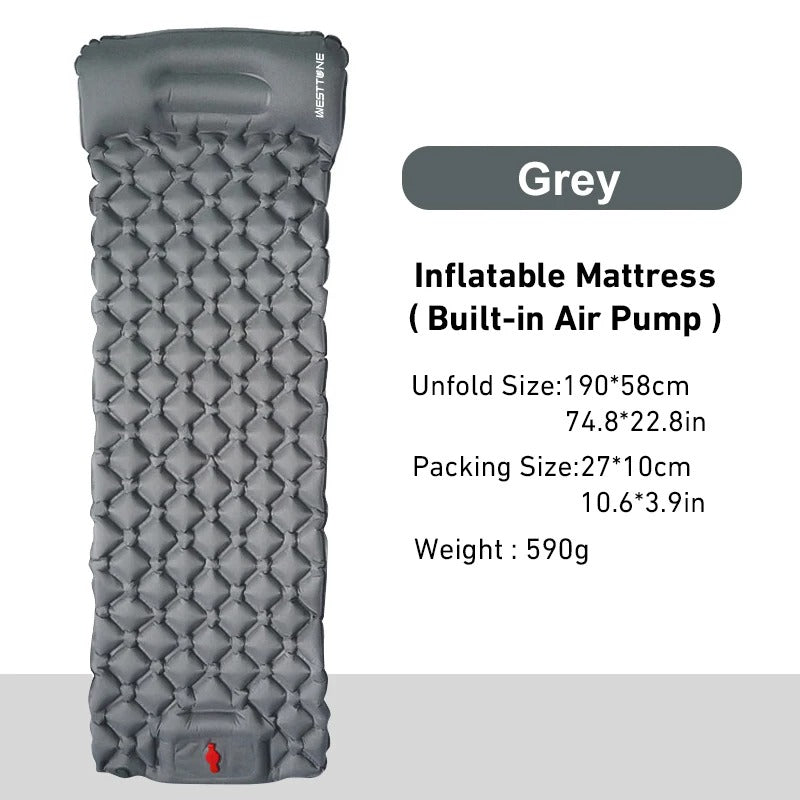 Westtone Ultralight Inflatable Sleeping Pad 内蔵ポンプ 一人用 キャンプ 快適 アウトドア バックパッカー向け